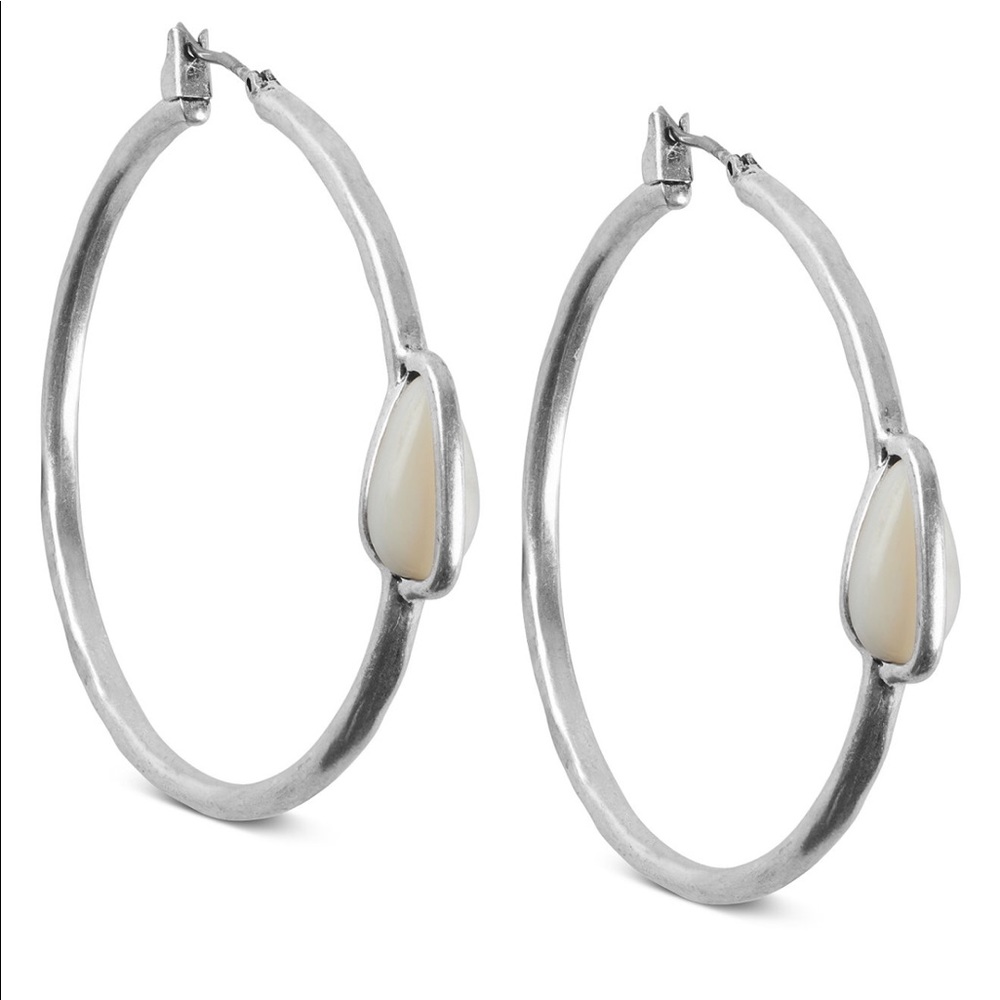 Lucky Brand Tear Drop Stone Hoop Earrings